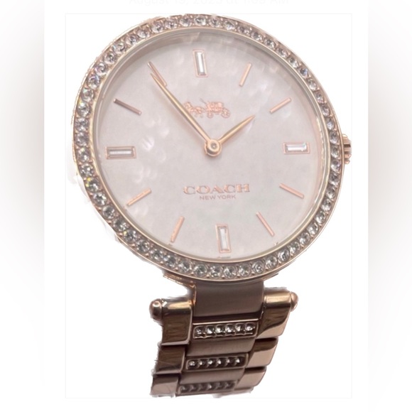 COACH PARK WOMAN WATCH 34MM
PALEROSE GOLD IONIC PLATED
STAINLESS STEEL W CRYSTAL - Picture 7 of 16